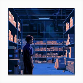 Man In A Warehouse 3 Canvas Print