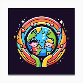 Children Holding The Earth Canvas Print