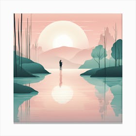 The Lake  LANDSCAPE AT SUNSET Canvas Print