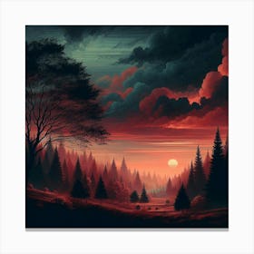 Sunset In The Forest 63 Canvas Print