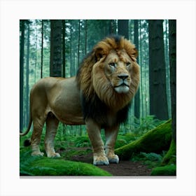 Lion In The Forest Canvas Print