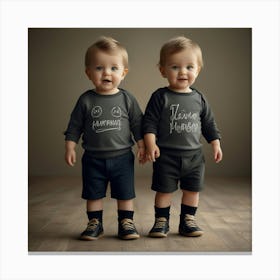 Two Babies Holding Hands Canvas Print