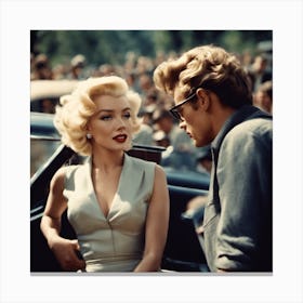 Marilyn Monroe And James Dean gazing at each other Canvas Print