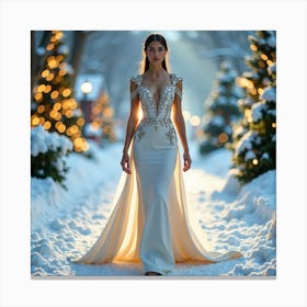 Winter Wedding Dress 4 Canvas Print