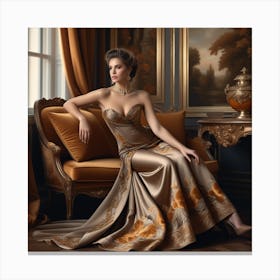Beautiful Woman In A Gown Canvas Print