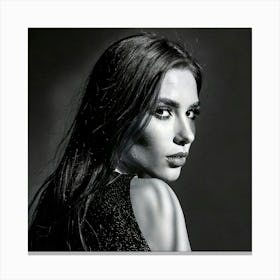 Firefly Mysterious, Black And White, Portrait, Dramatic, Enigmatic, Timeless, Minimalist, Soft Shado (8) Canvas Print