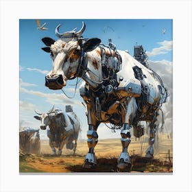 Surreal Cyborg Cows On A Farm Ai Art Depot 25 Canvas Print