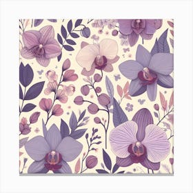 Scandinavian style,Pattern with lilac Orchid flowers Canvas Print