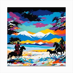 MONGOLIAN HORSE SCENE Canvas Print