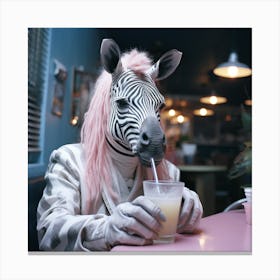 Zebra In A Bar Canvas Print