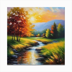 Sunset By The Stream Canvas Print