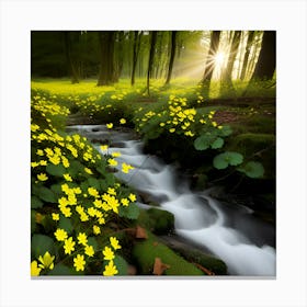 Yellow Flowers In The Forest Canvas Print
