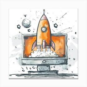 Illustration Of A Rocket Canvas Print