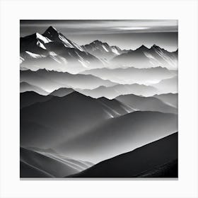 Black And White Mountain Range 1 Canvas Print