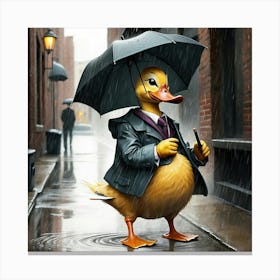 Duck In The Rain 2 Canvas Print