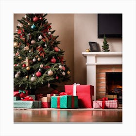 Christmas Tree With Presents 19 Canvas Print