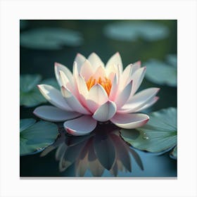 A Dreamy Lotus With Petals Like Swirling Clouds Floating In A Tranquil, Otherworldly Pond Canvas Print