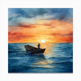 Fishing Boat At Sunset Canvas Print