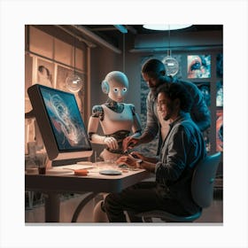 Robots In The Office 4 Canvas Print