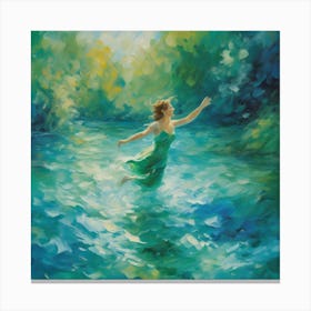 Girl In A Green Dress Canvas Print