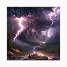 Lightning Storm In The Mountains Canvas Print