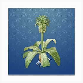 Vintage Eucomis Regia Botanical on Bahama Blue Pattern n.0945 Canvas Print
