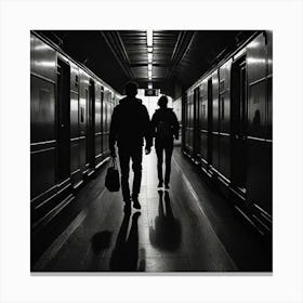 Silhouettes In Transit Use Silhouettes To Convey The Anonymity And Universality Of The Midjourney Ex 273688026(1) Canvas Print