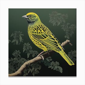 Ohara Koson Inspired Bird Painting Yellowhammer 4 Square Canvas Print