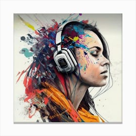 Girl With Headphones 2 Canvas Print