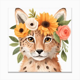Floral Baby Lynx Nursery Illustration (31) Canvas Print