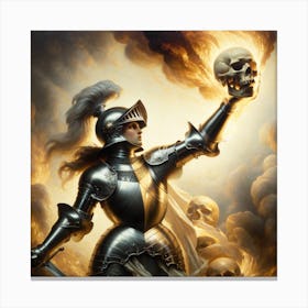 Joan of Arc and The Flaming Skull Canvas Print