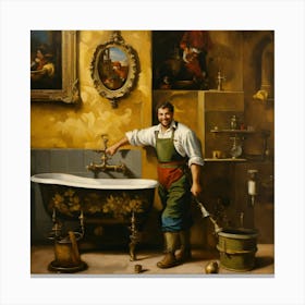 Plumber Working Oil Painting Baroque Art Canvas Print