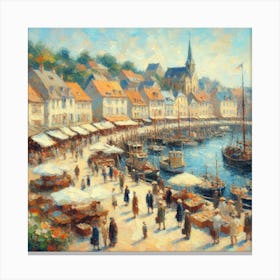 Port Of Saint-Louis, Acrylic Painting Style Canvas Print