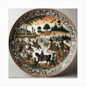 Pottery Plate With A Scene From Pakistani History (3) Canvas Print