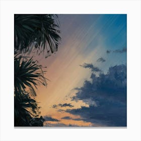 Sunset Over Palm Trees Canvas Print