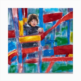 Child On Slide Canvas Print