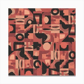 Mid Century Grid Pattern Nine Square Canvas Print