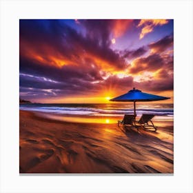 Sunset On The Beach 303 Canvas Print