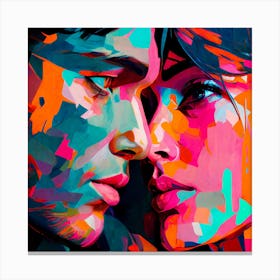 Abstract Kiss Fine Art Style Portrait Canvas Print