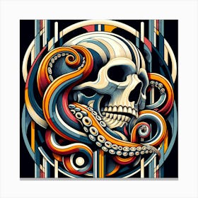 Skull And Octopus (art deco version) Canvas Print