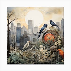 Birds In The City 1 Canvas Print