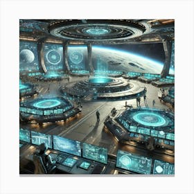 Lunar Colossus Fleet Command Center Converted Canvas Print