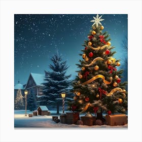 Christmas Tree At Night Canvas Print