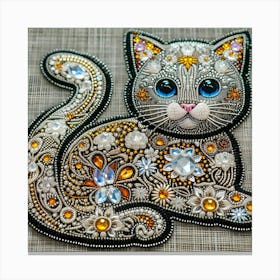 Embroidery Cat Canvas Print