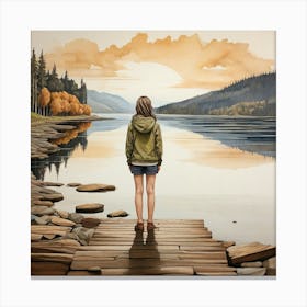 Woman Standing On A Dock Canvas Print