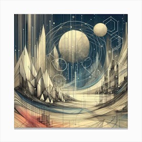 Futuristic Landscape Abstract Painting Canvas Print