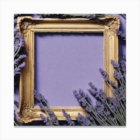 Lavender Frame On Purple Background 3 Canvas Print