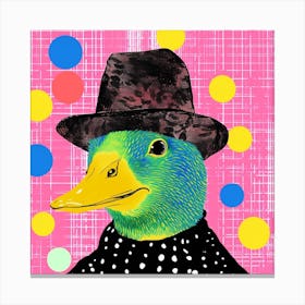 Duck In A Hat Colourful Geometric 4 Canvas Print