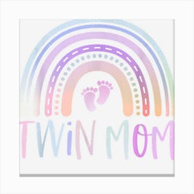 Twin Mom Cute Mama Of Twins Rainbow Pregnancy Announcement Canvas Print