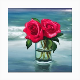 Roses In A Vase Canvas Print